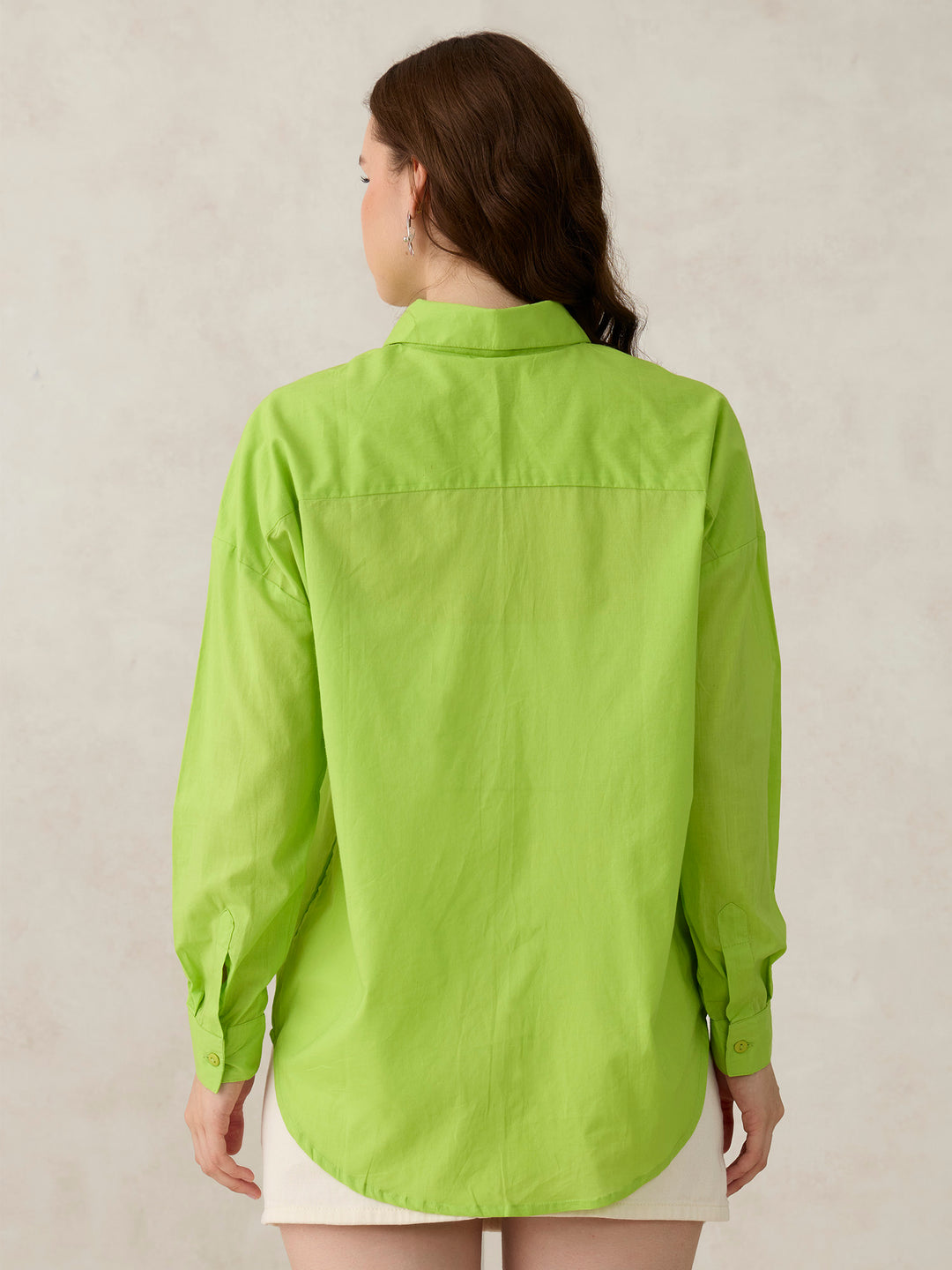 Green Solid Oversized Shirt