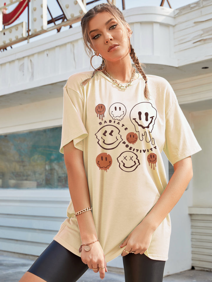 Cream Oversized Graphic Printed T-shirt