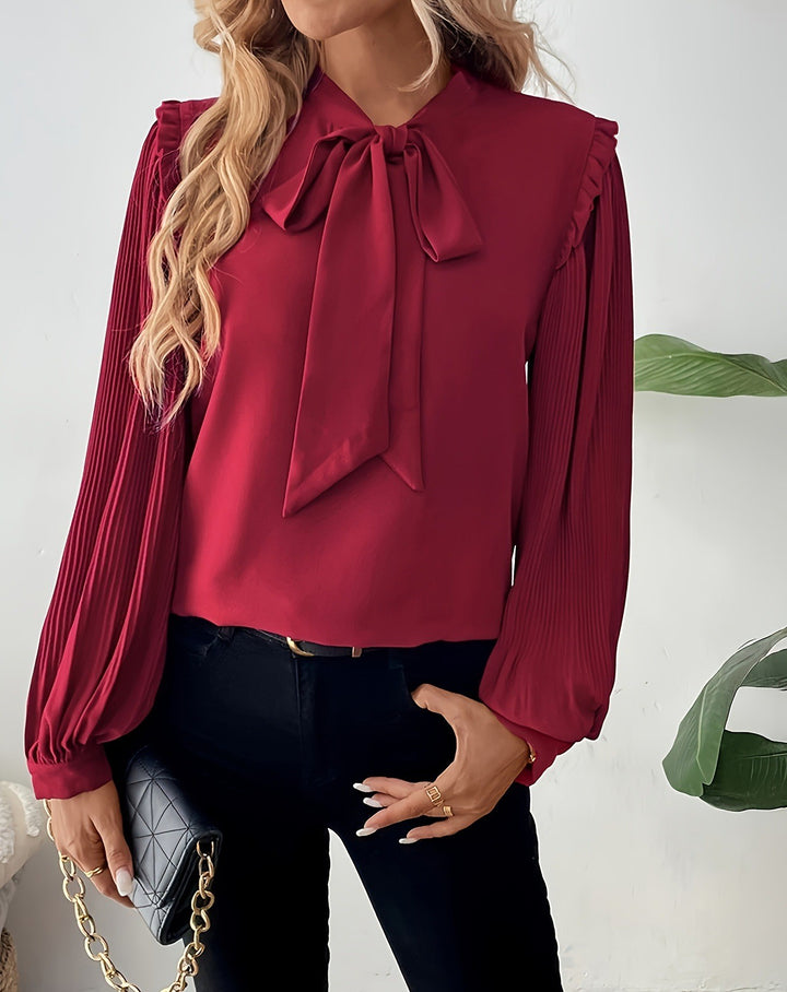 Maroon Full Sleeve Front Bow Top