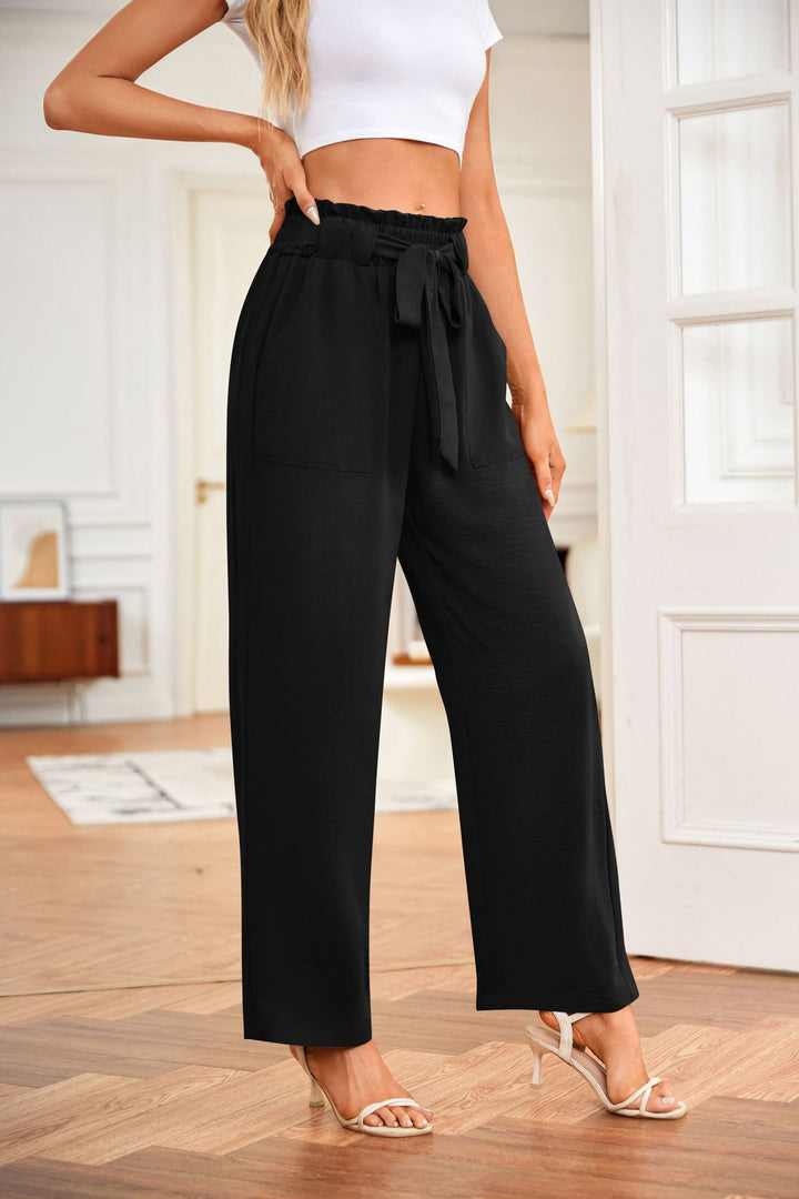 Black High Waist Tie-Up Pant