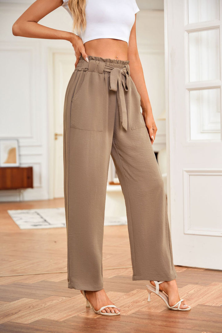 Brown High Waist Tie-Up Pant