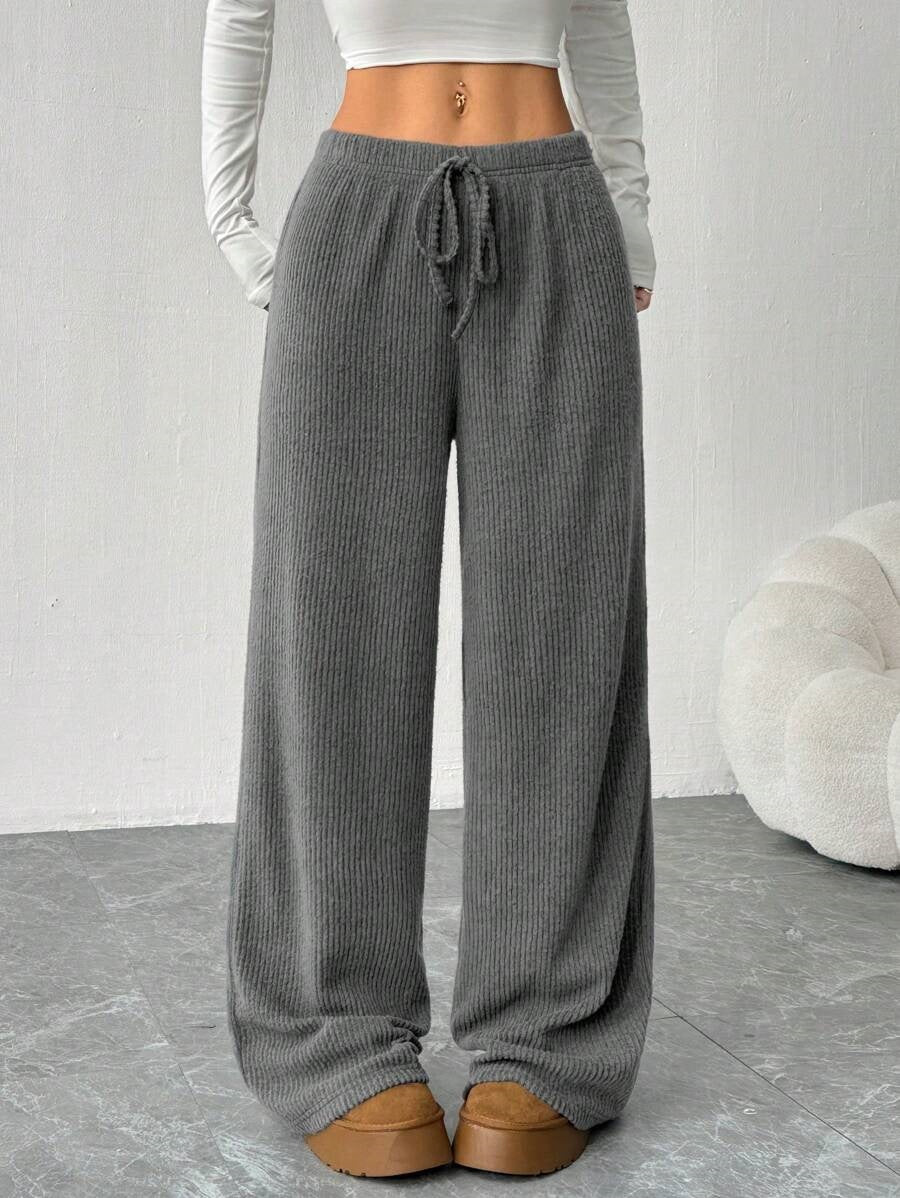 Charcoal Drawstring Attached Relaxed Pant