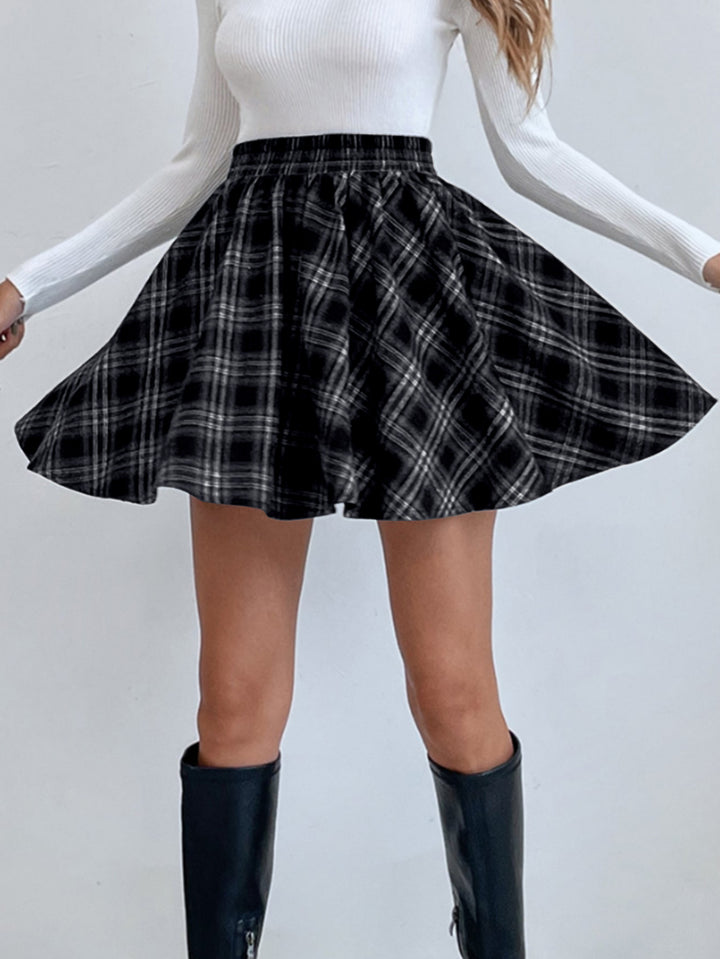 Black Everyday Checkered Skirt