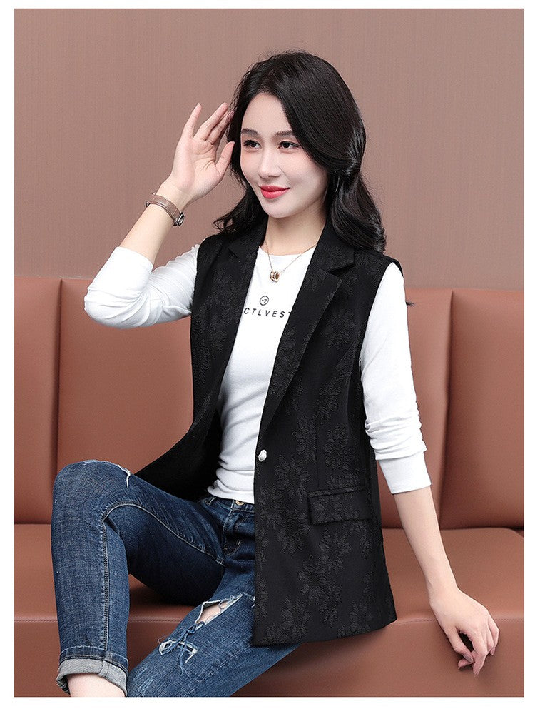 Black Solid Longline Vest