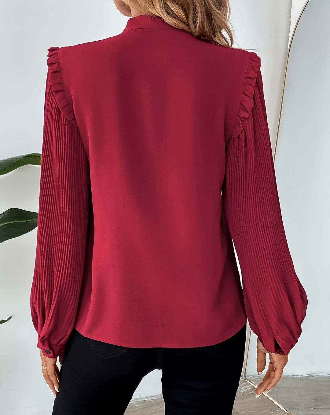 Maroon Full Sleeve Front Bow Top