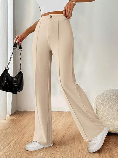 Beige High Waist Pin Tucked Pant