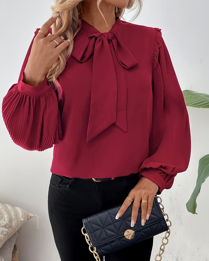 Maroon Full Sleeve Front Bow Top