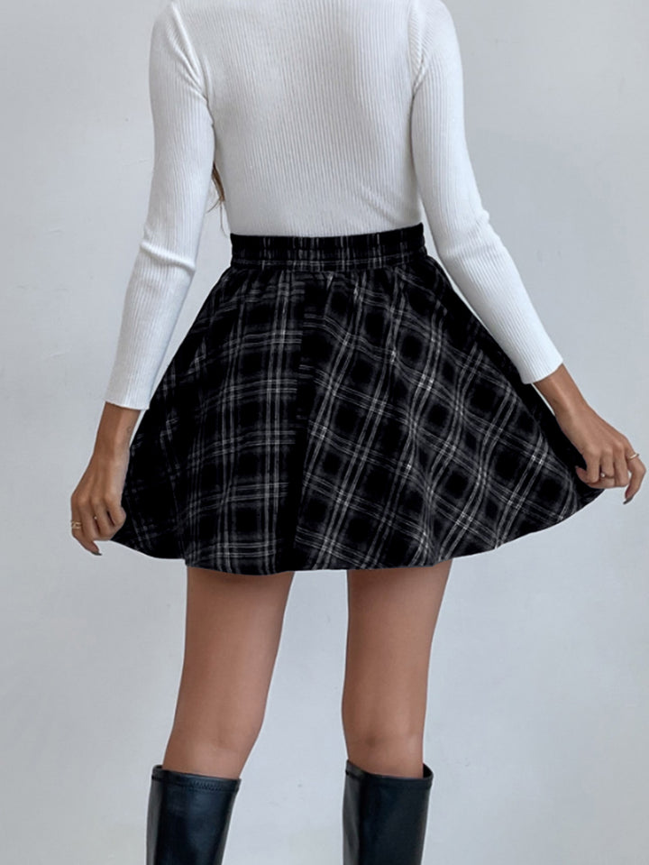 Black Everyday Checkered Skirt
