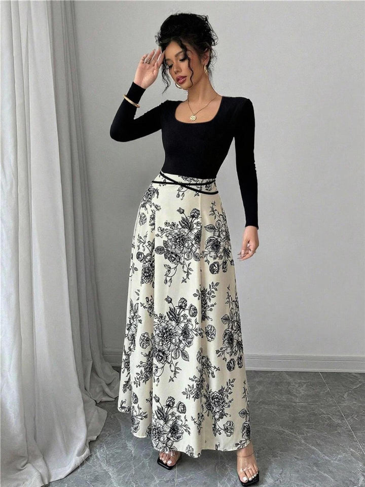 Black Full Sleeve Printed Dress