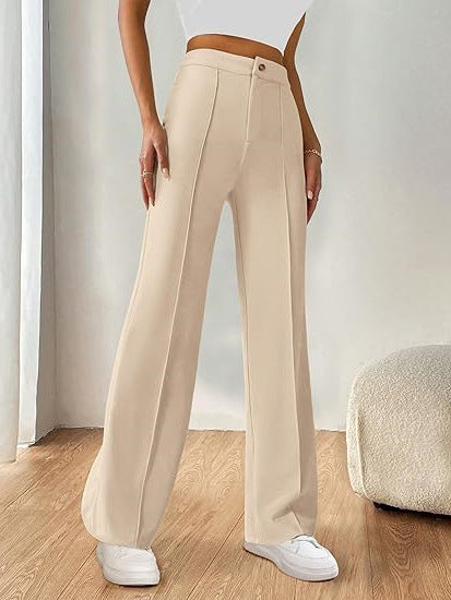 Beige High Waist Pin Tucked Pant
