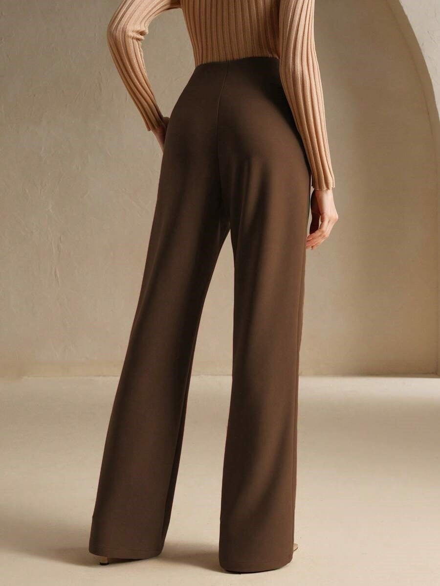 Brown High Waist Metal Trim Pant