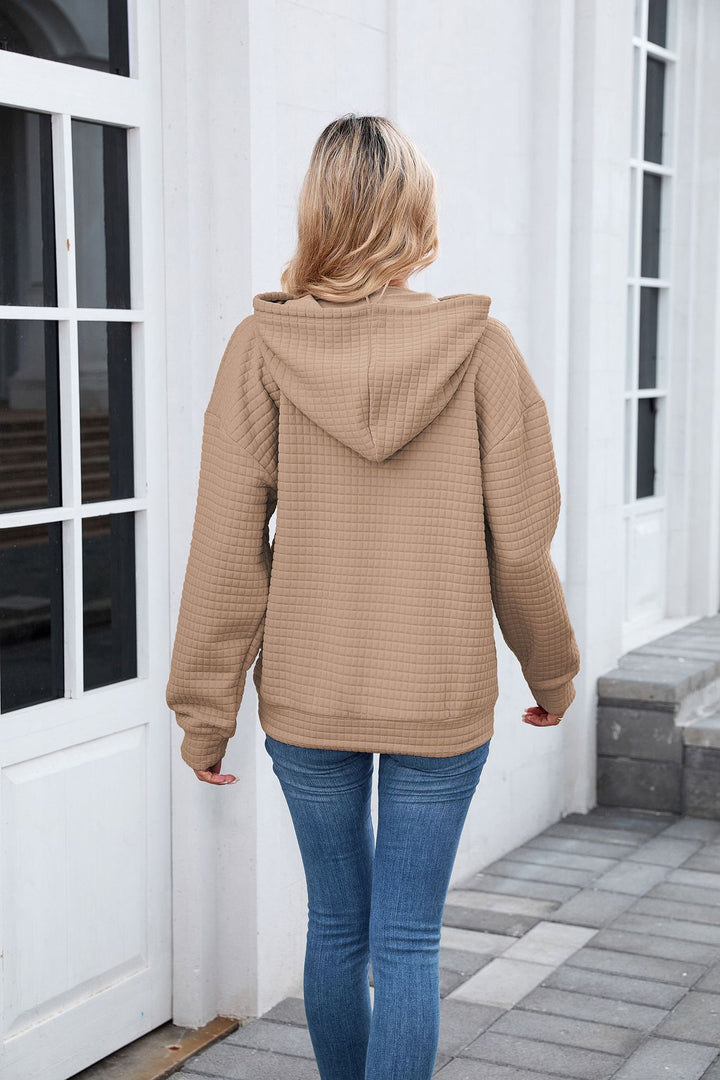 Beige Full Sleeves Solid Hoodie