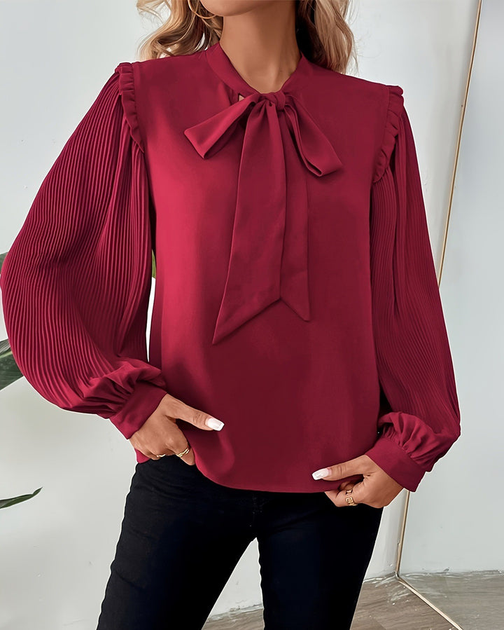 Maroon Full Sleeve Front Bow Top