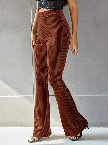 Brown High Waist Fit & Flare Pant