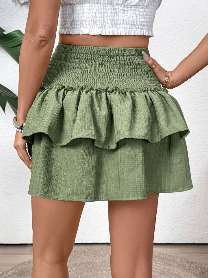 Green High Waist Tiered Skirt