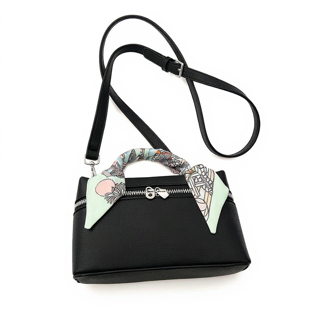 Black Structured Hand Held Bag