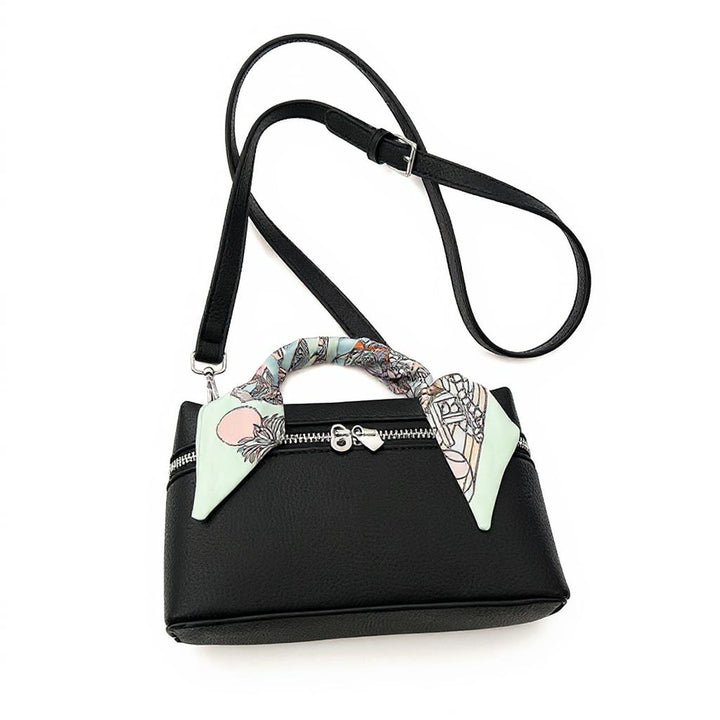 Black Structured Hand Held Bag