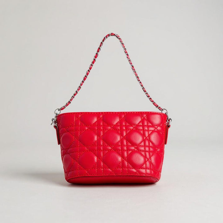 Red Mini Quilted Chain Handbag