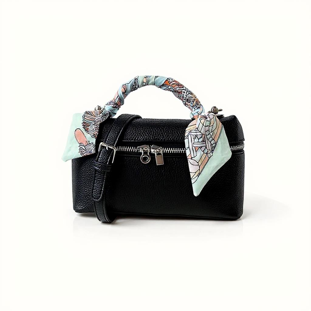 Black Structured Hand Held Bag