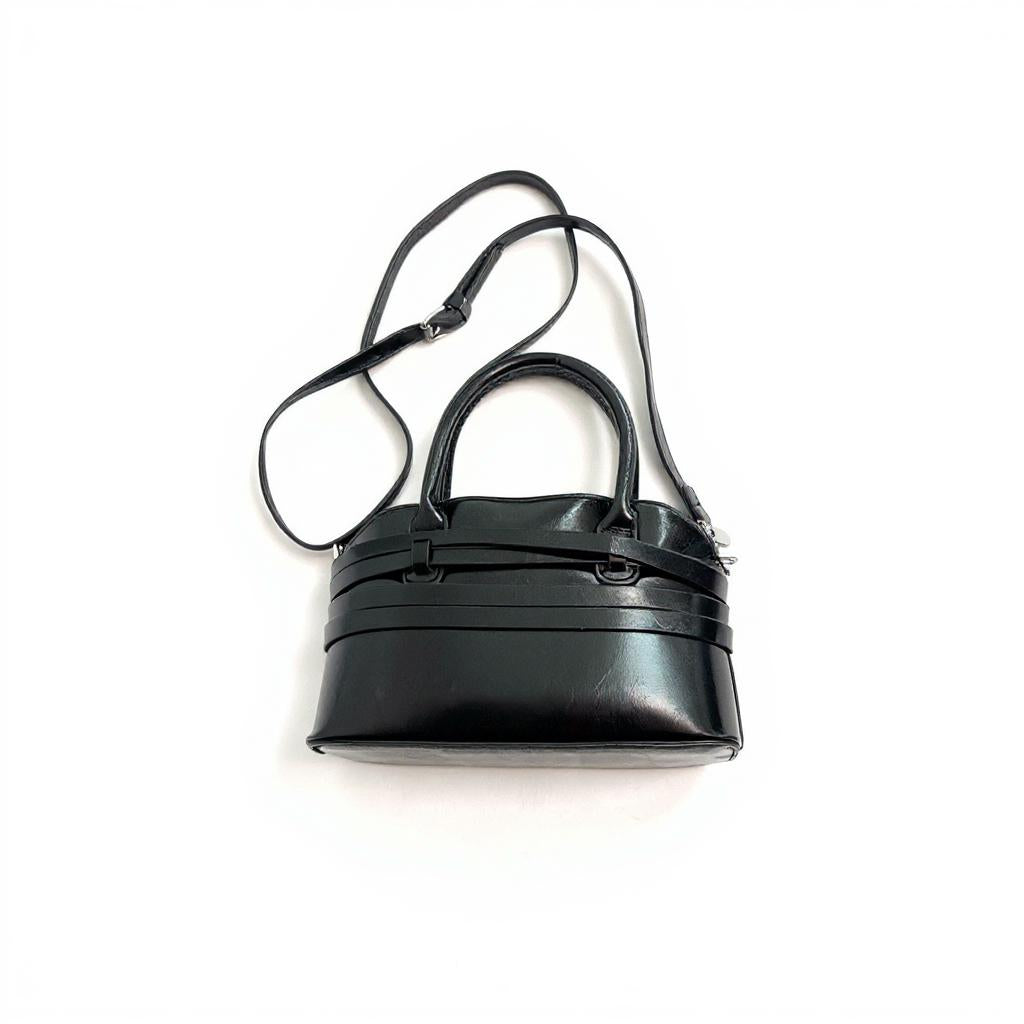 Black Buckle Charm Cross Body Bag