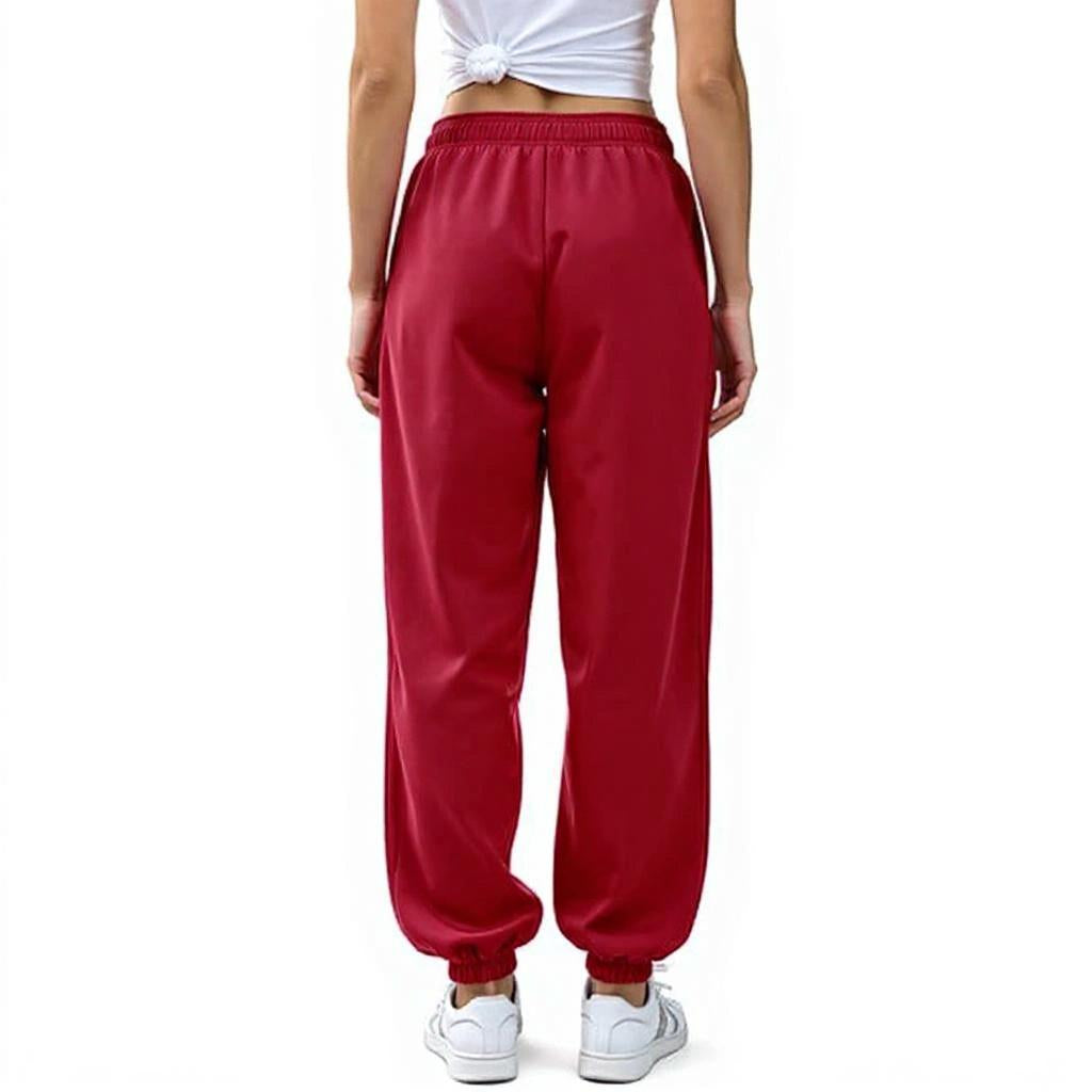 Red Elasticated Baggy Fit Sweatpants