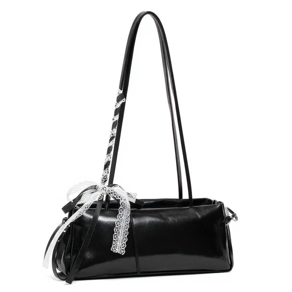 Black Lace Bow Shoulder Bag