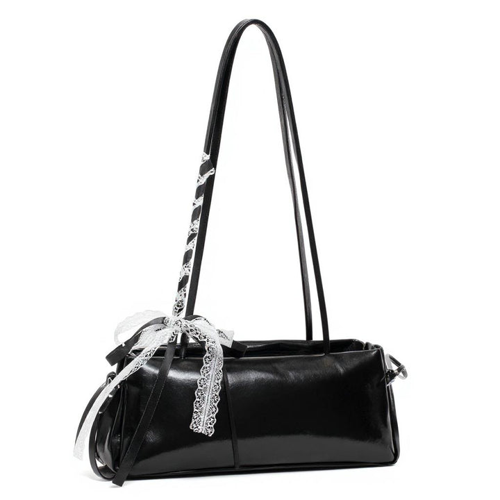 Black Lace Bow Shoulder Bag