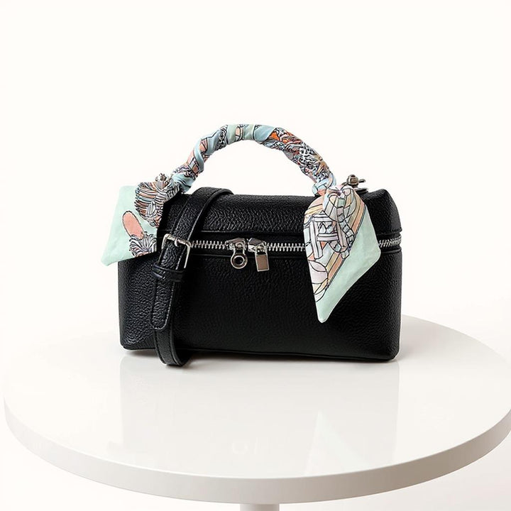 Black Structured Hand Held Bag