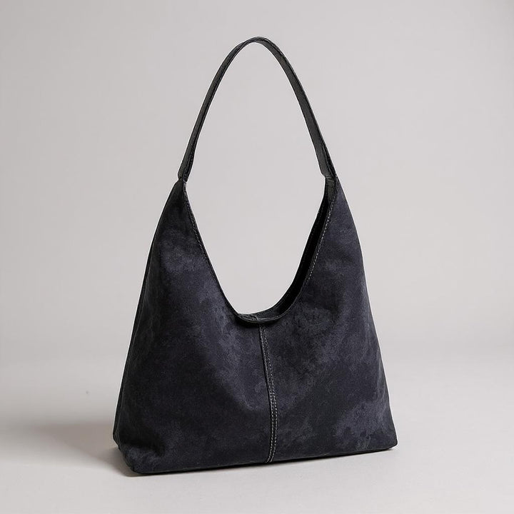 Navy Blue Smooth Crescent Zip-Up Hobo