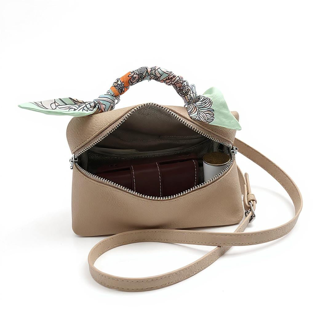 Khaki Structured Hand Held Bag