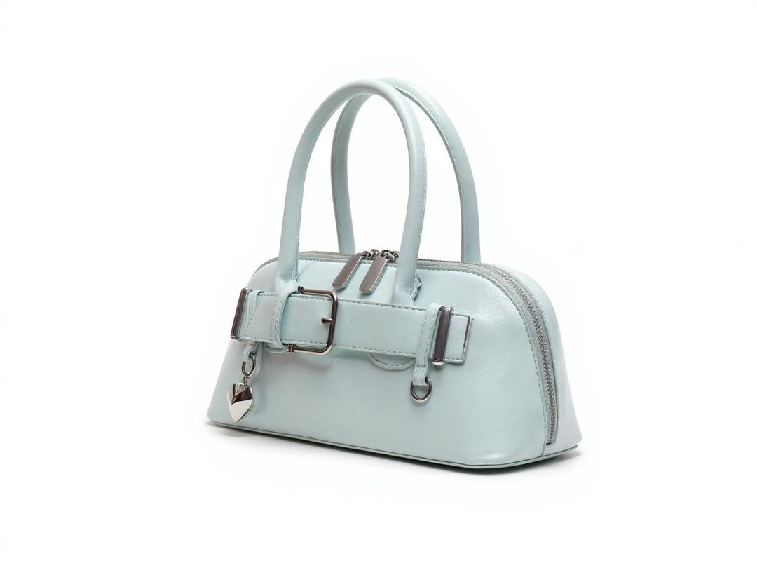 Blue Buckle Belted Hand Bag