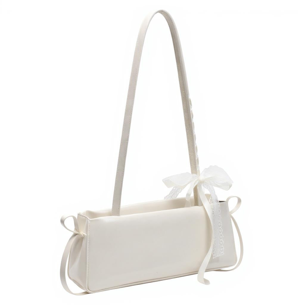 White Lace Bow Shoulder Bag