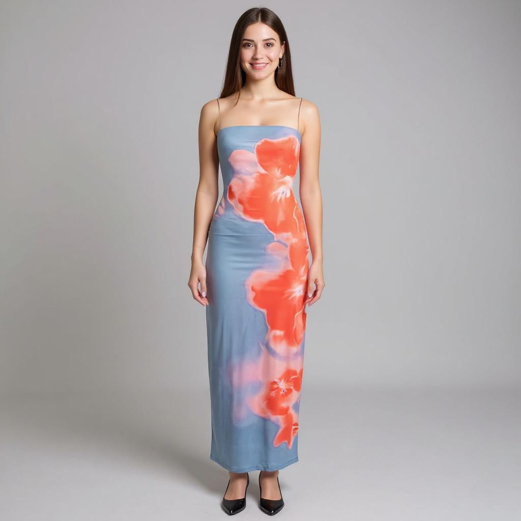 Blue Straight Fit Tube Dress