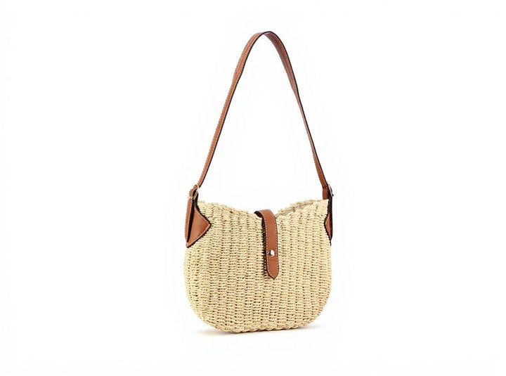 Beige Straw Beach Shoulder Bag