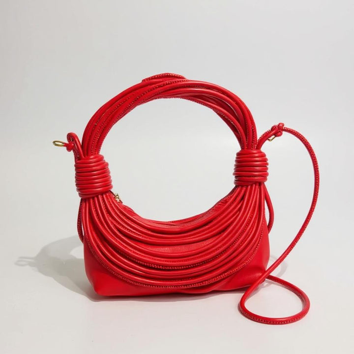 Red Coiled Metallic Sculptural Clutch