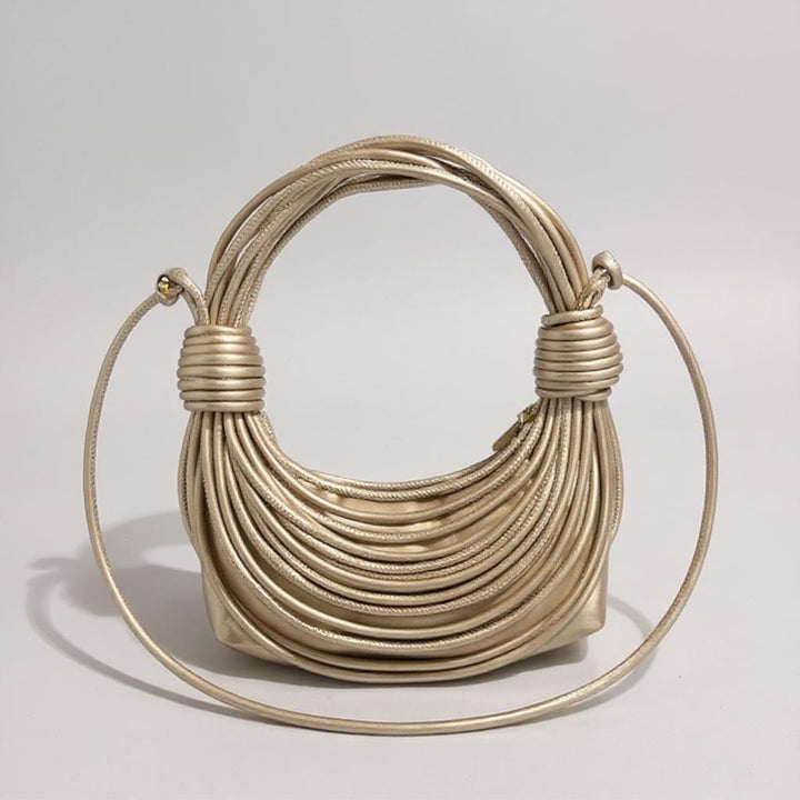 Beige Coiled Metallic Sculptural Clutch