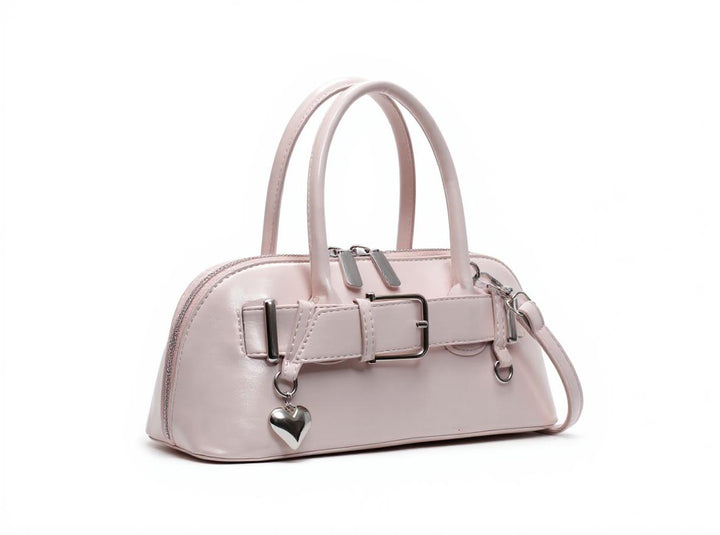 Pink Buckle Belted Hand Bag