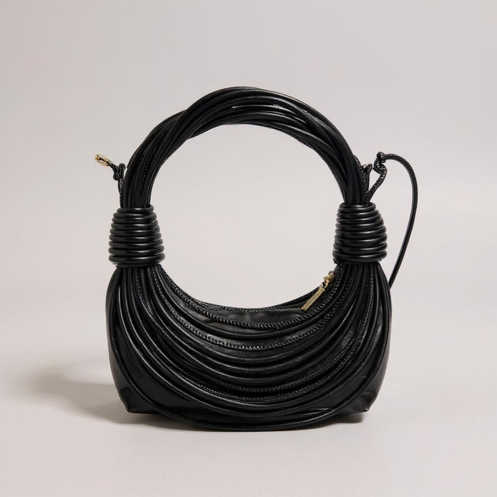 Black Coiled Metallic Sculptural Clutch