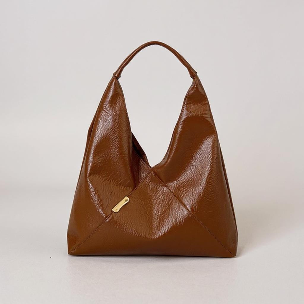 Tan Triangle Cut-Out Tote Bag