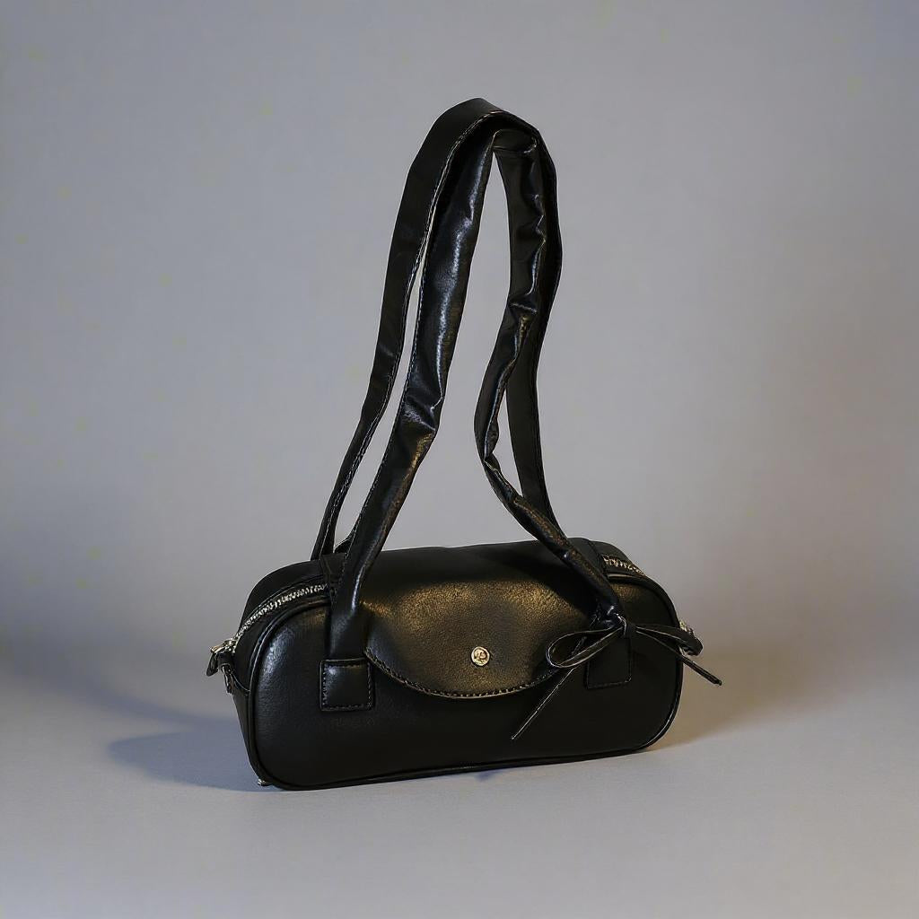 Black Sleek Bow Handbag