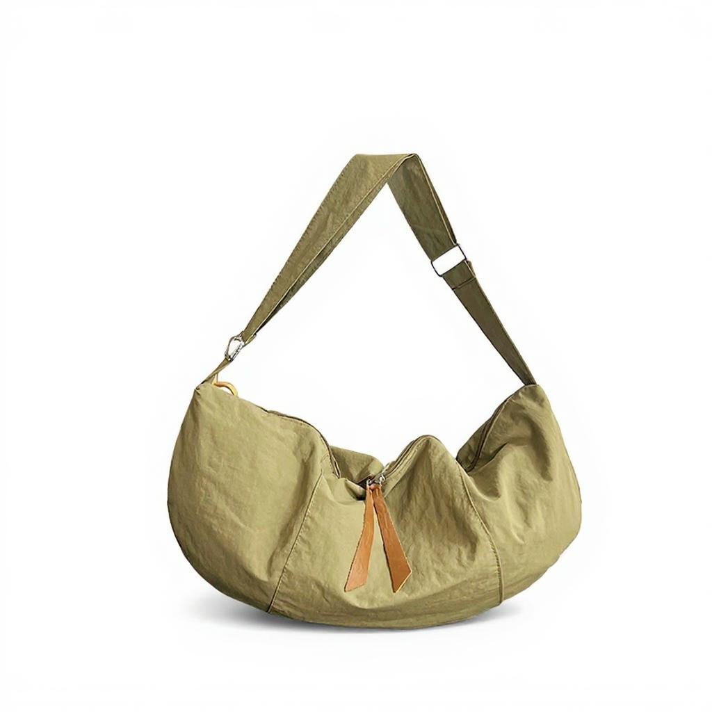 Khaki Solid Shopper Hobo Bag
