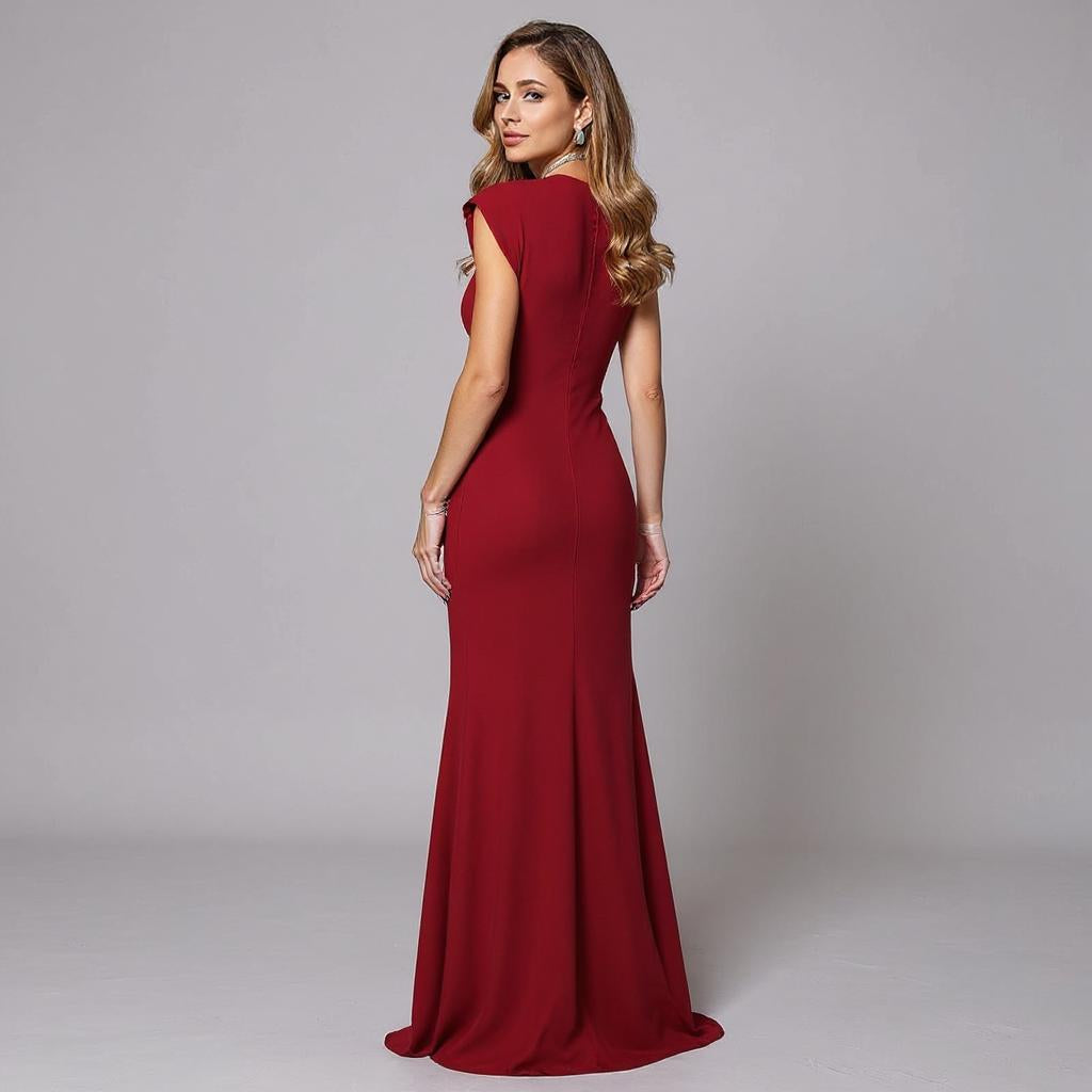 Red Front Knot Bodycon Maxi Dress