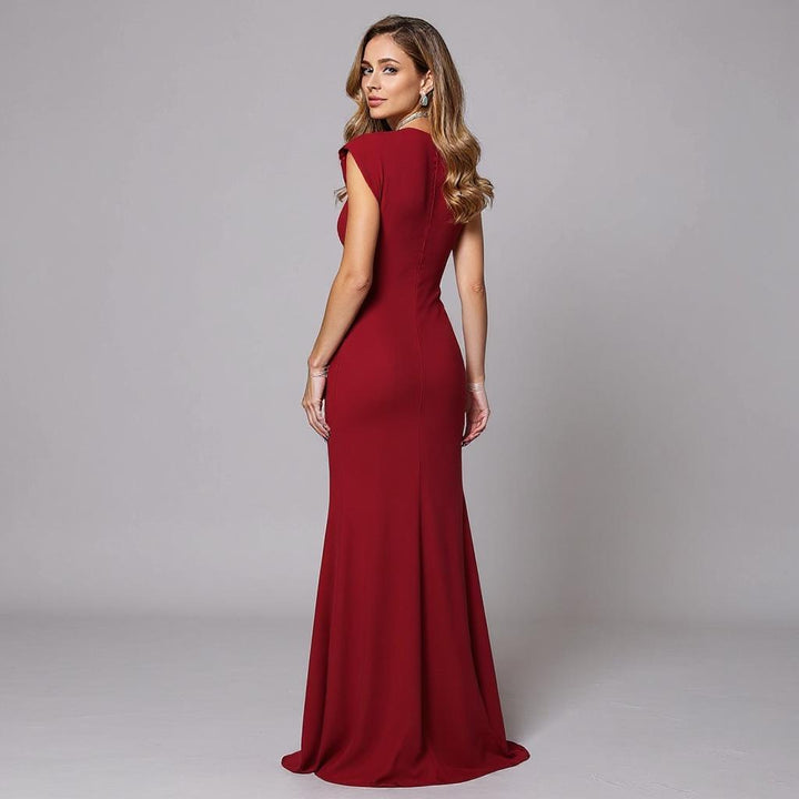 Red Front Knot Bodycon Maxi Dress