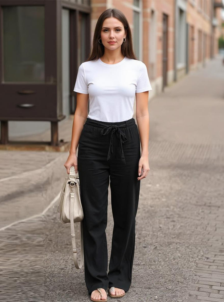 Black Regular Fit Cotton Pants