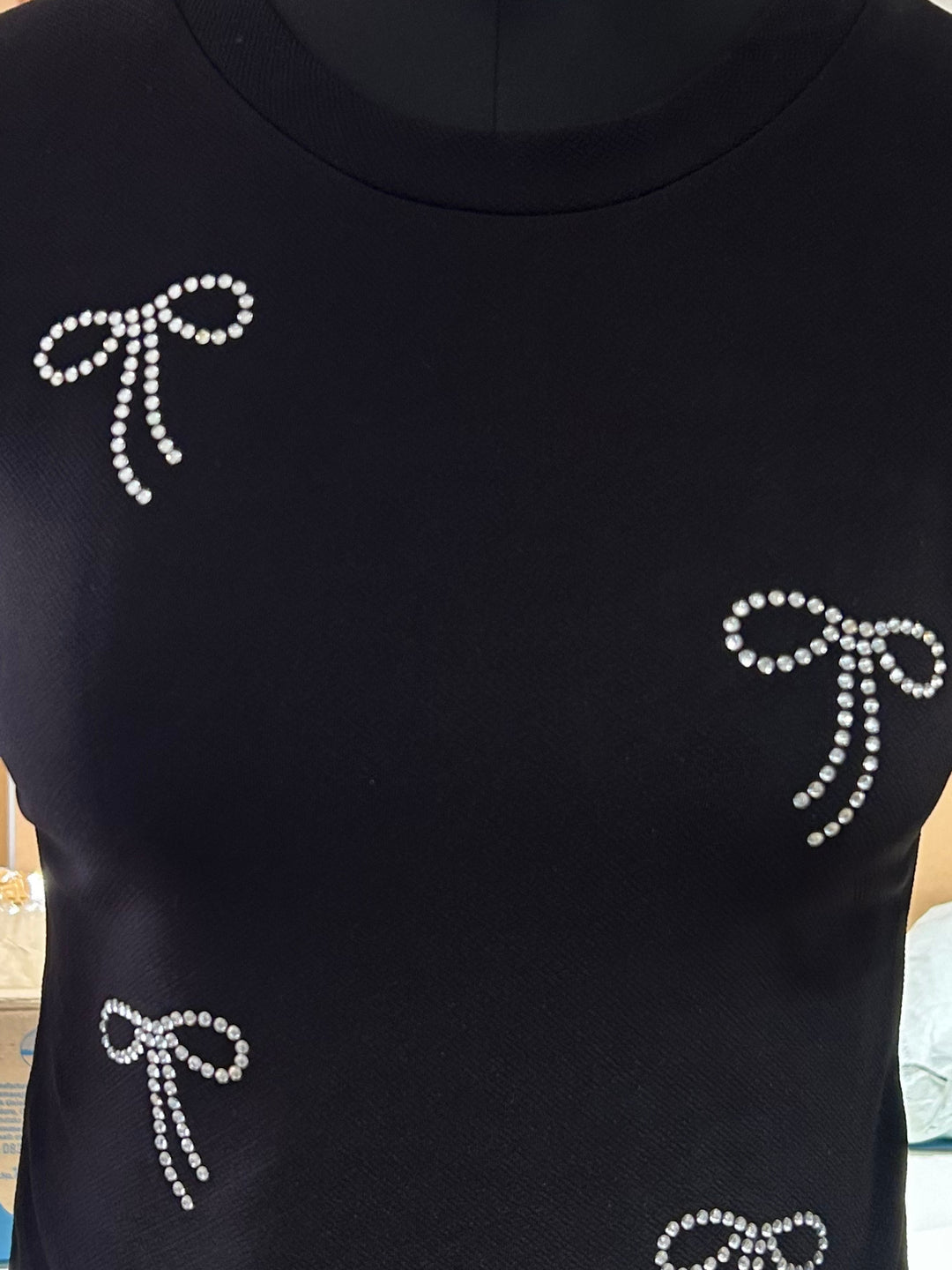 Black Embellished All Over Bows T-Shirt